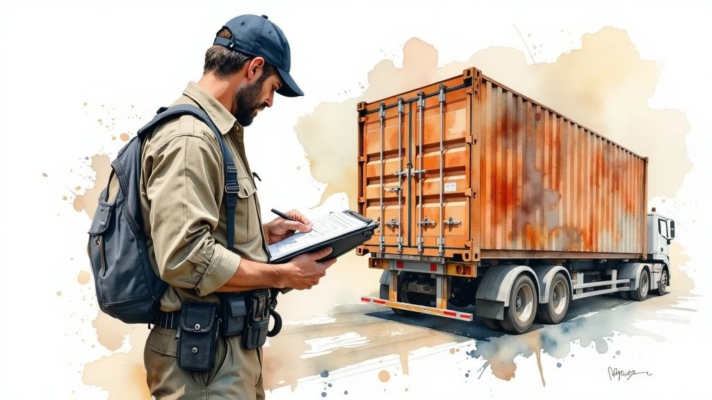 Workon – Turkish customs officer inspecting shipping container during import clearance procedures