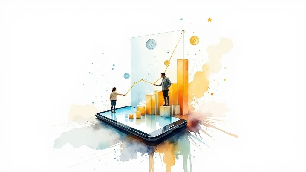 Illustration of mobile app incentives in Turkey showing growth, support, and financial benefits for developers