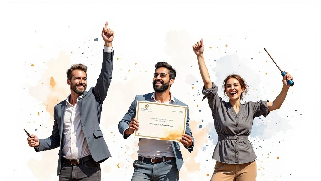 Business professionals celebrating after successfully obtaining a fintech license in Turkey