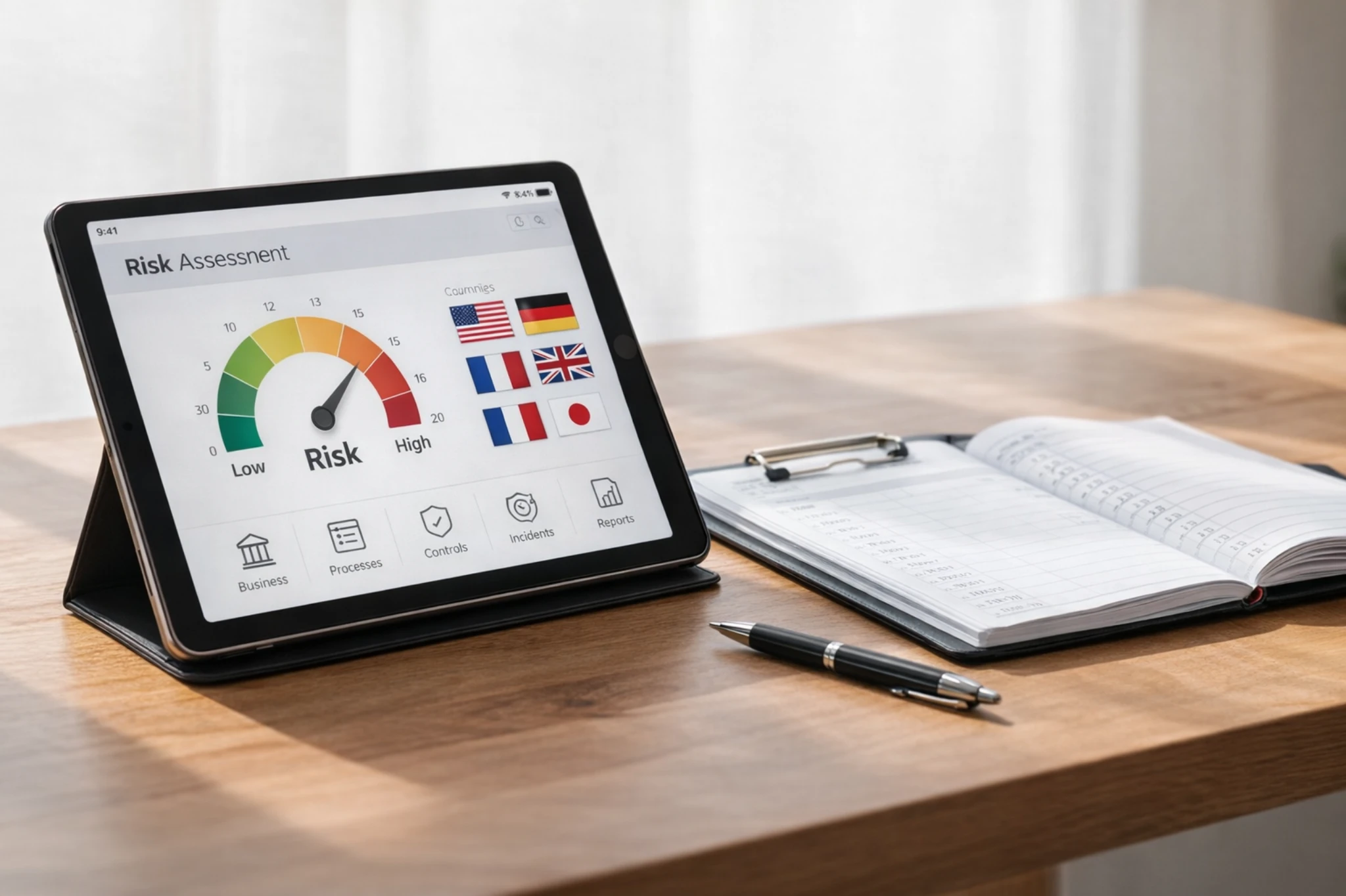 How banks calculate risk profile for foreign accounts using compliance, country risk, and financial assessment data