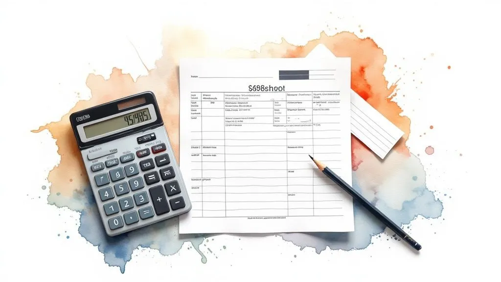 Vergi ve mali yükümlülükleri hesaplamak için hesap makinesi ve belgeler