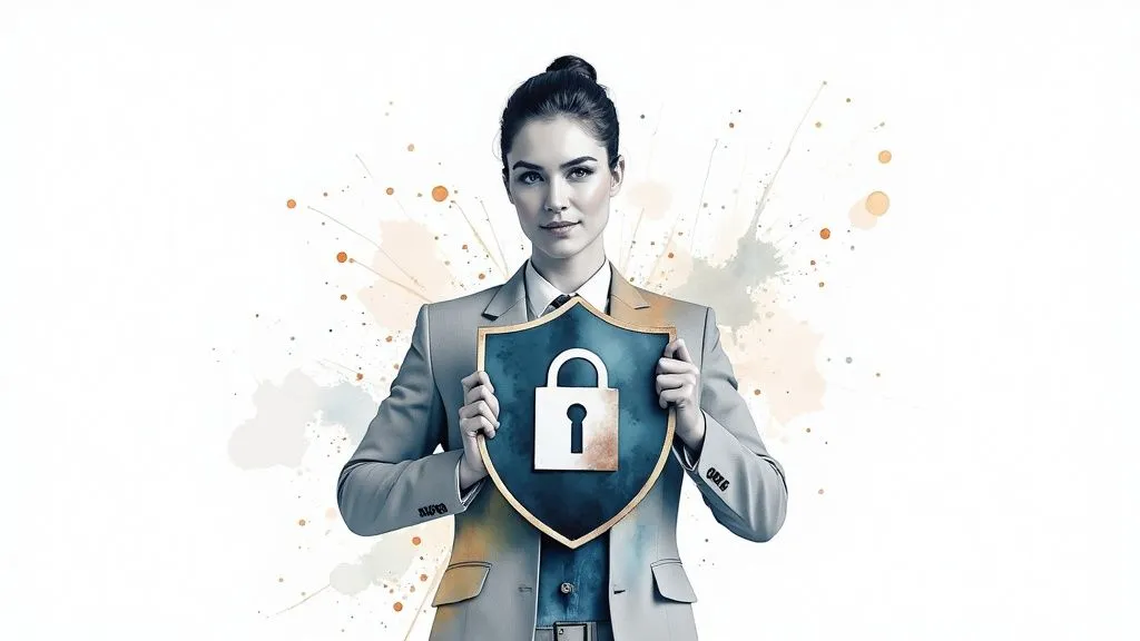 KVKK kapsamında veri sorumlusunun veri güvenliği sorumluluklarını temsil eden kadın figürü