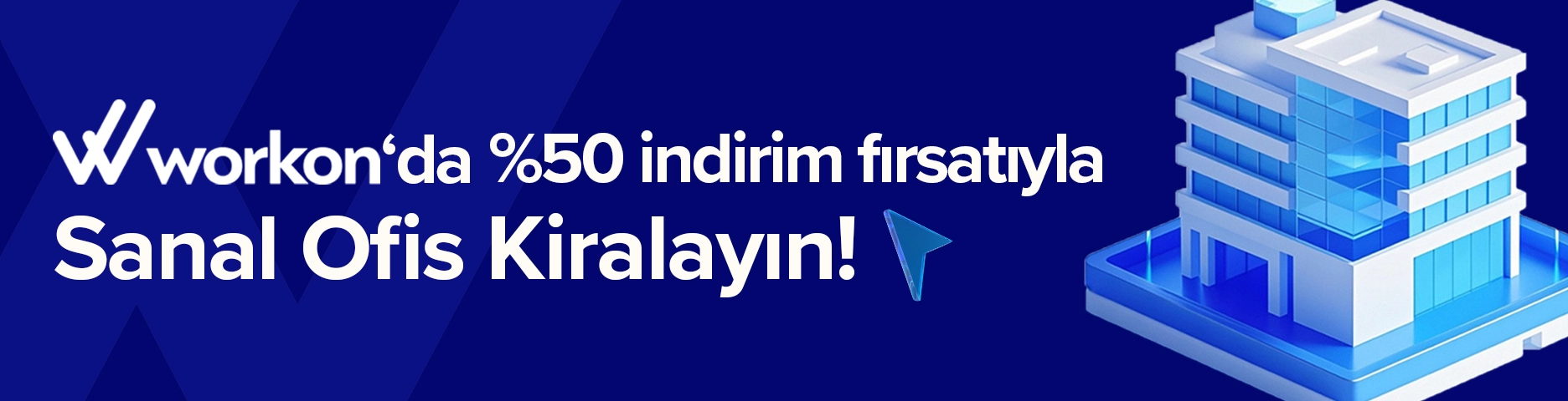 Workon ile %50 indirim fırsatıyla sanal ofis kiralama banner görseli