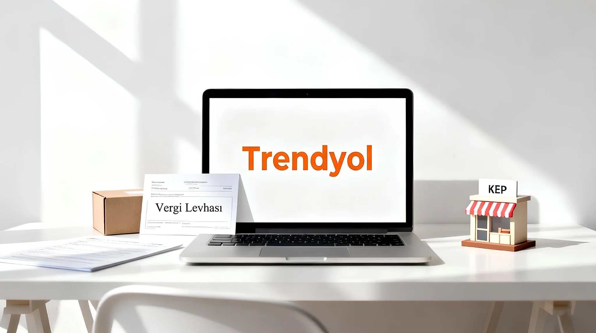 Trendyol satıcısı olmak için gerekli şirket belgeleri ve başvuru sürecini gösteren masaüstü görseli