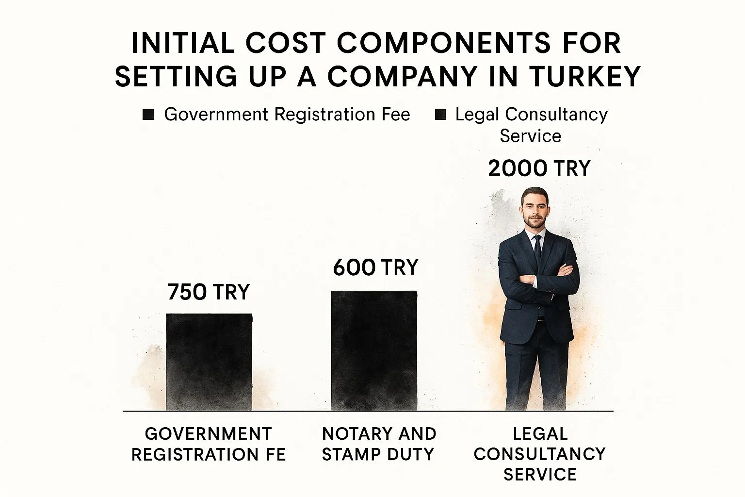 Company formation budget categories including official, document and professional costs in Türkiye
