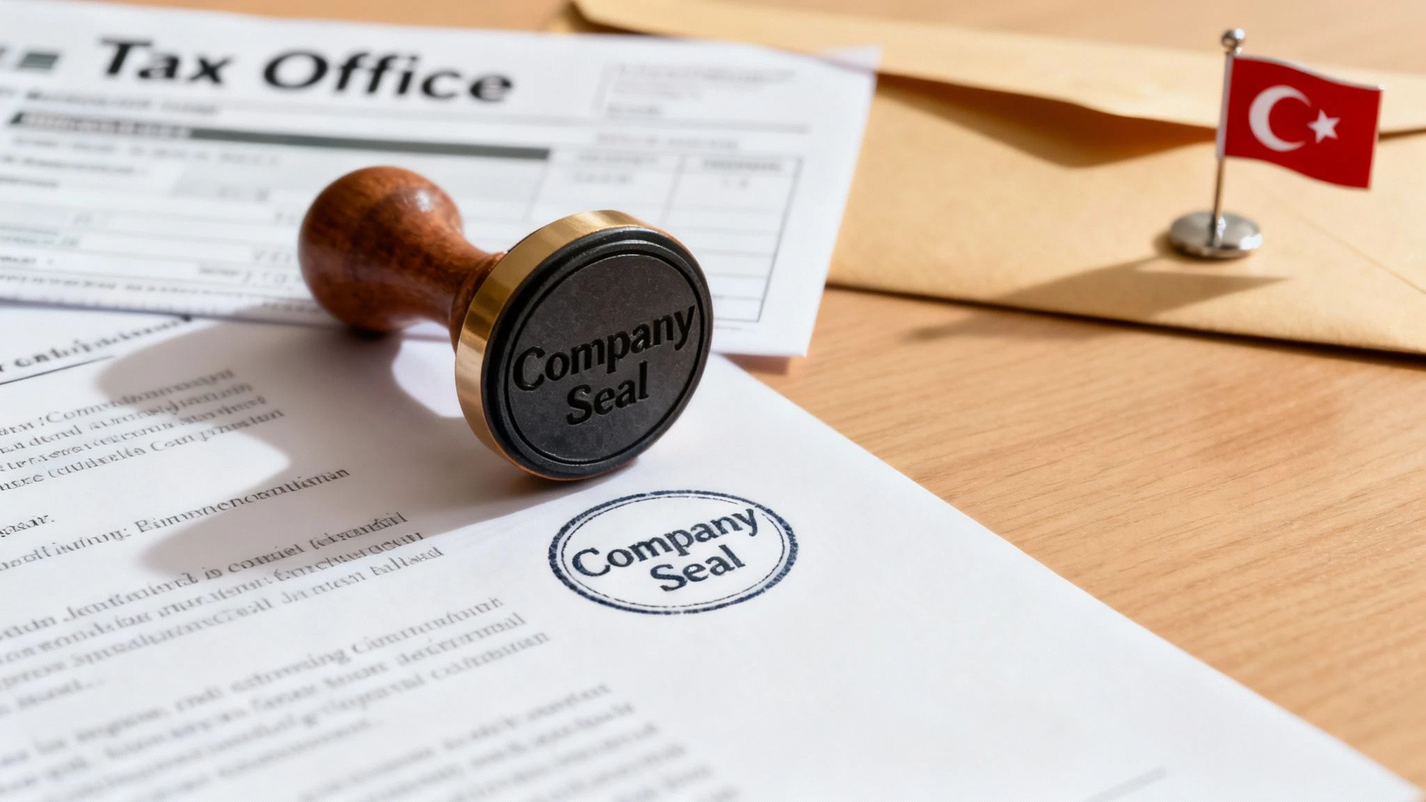 Turkish company stamp kaşe used on business paperwork