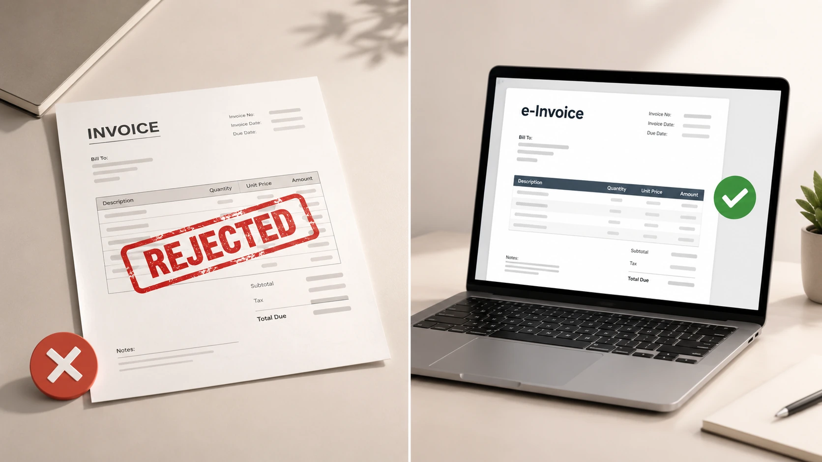 Rejected and compliant Turkish VAT withholding invoices