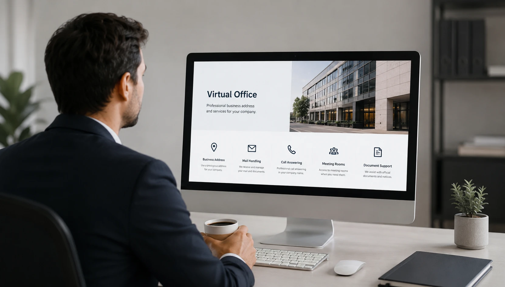 A foreign entrepreneur comparing virtual office services in Turkey, including a business address, mail handling, call answering and document support.
