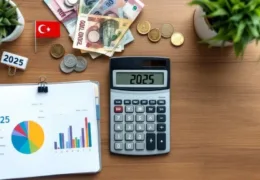 2025 yılı bütçe hesaplaması, Türk lirası ve grafiklerle masa düzeni