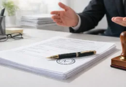 Noterde hazırlanan imza sirküsü belgesi, kalem ve mühür ile resmi evrak masası