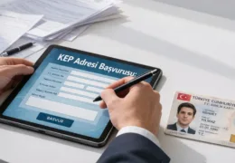 KEP adresi nasıl alınır sürecini gösteren, tablet üzerinden yapılan KEP başvurusu ve kimlik doğrulama ekranı