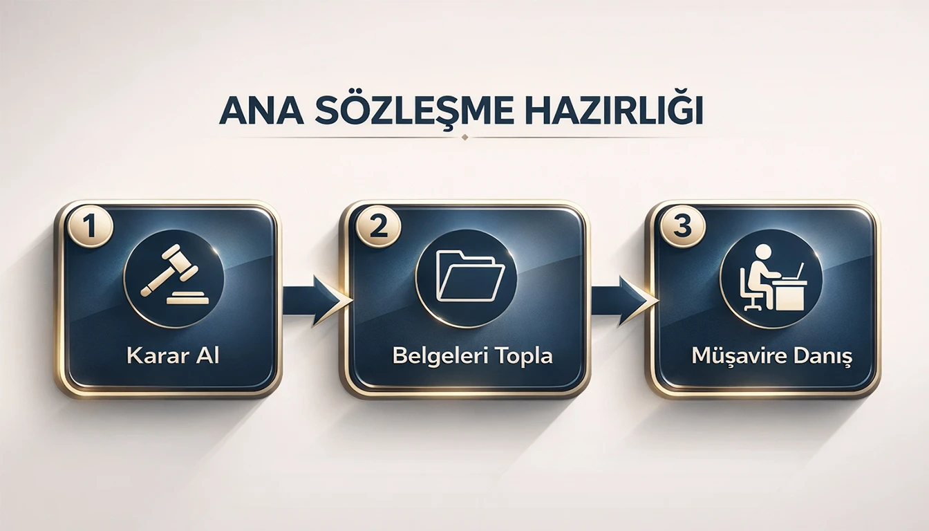 Şirket sözleşmesi değişikliği öncesinde karar, belge ve MERSİS hazırlığını gösteren infografik