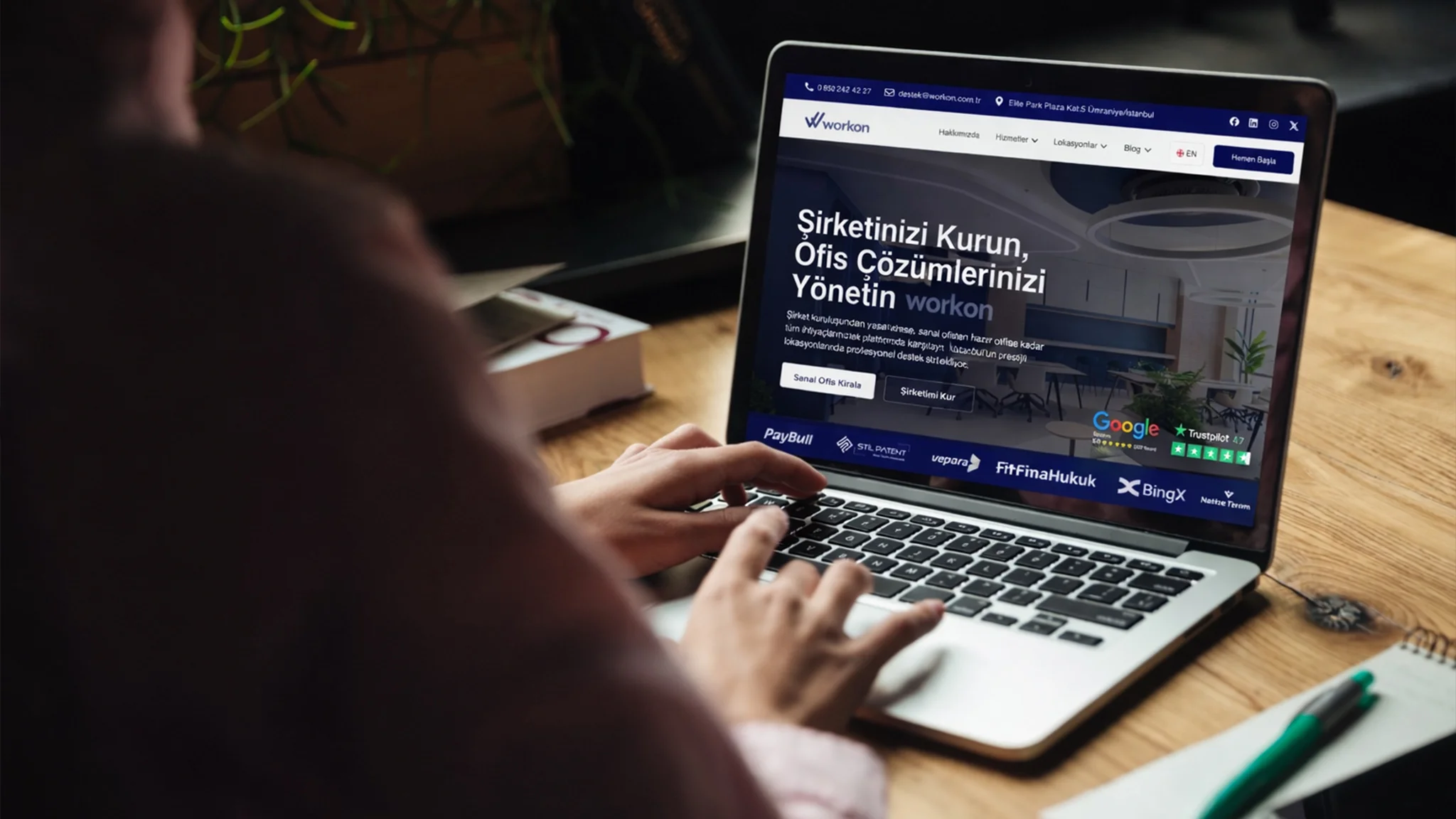 Workon web sitesi üzerinden ofis çözümlerine hızlı ve pratik şekilde ulaşan kullanıcı