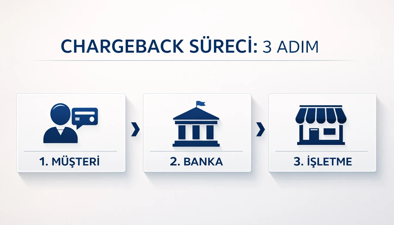 Chargeback sürecinde kart hamili, finansal kuruluşlar ve üye işyeri arasındaki akış
