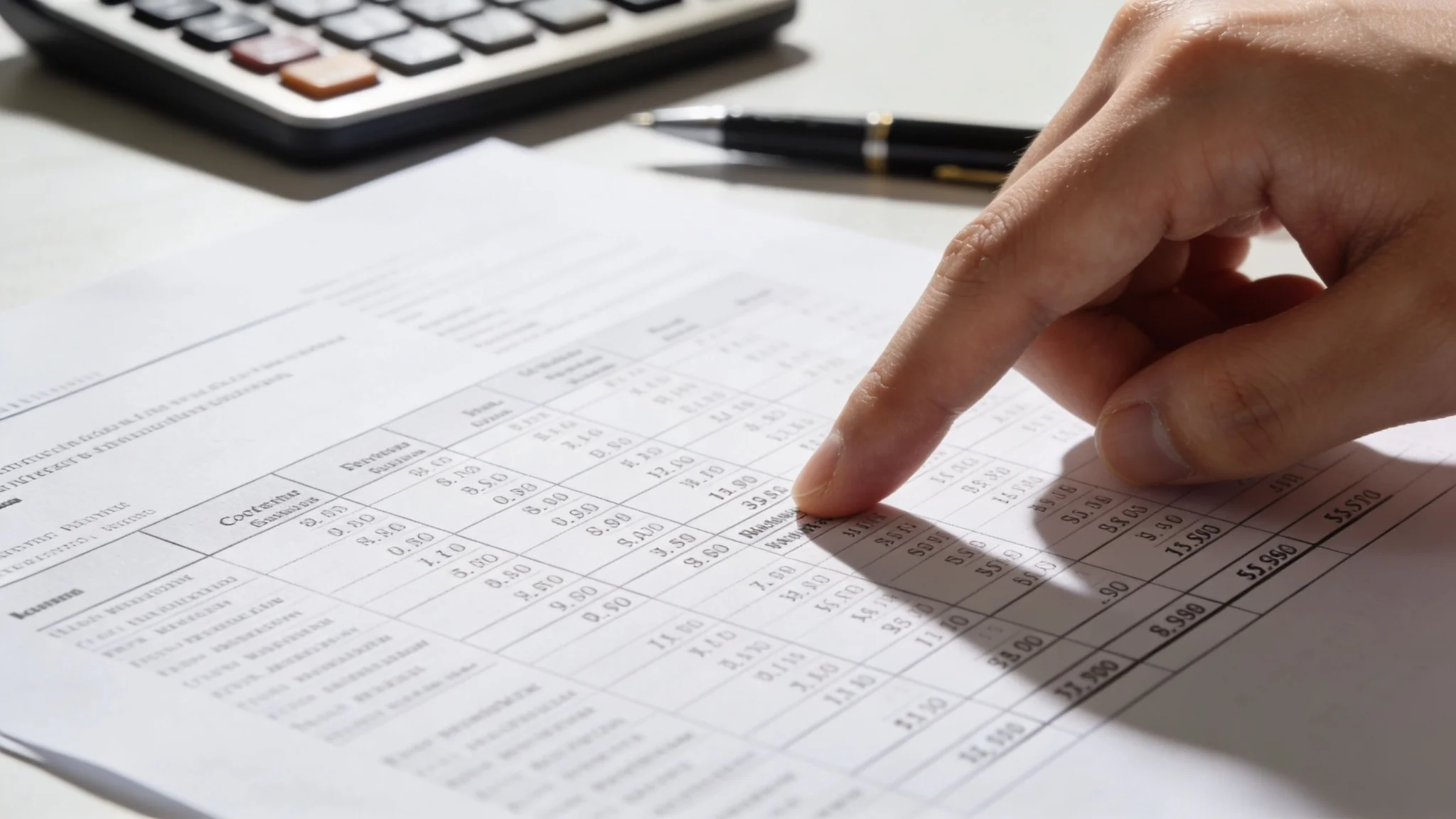 Ataşehir ofis kiraları ve beklenmedik maliyetleri hesaplamak için finansal tablo üzerinde inceleme yapan kişi