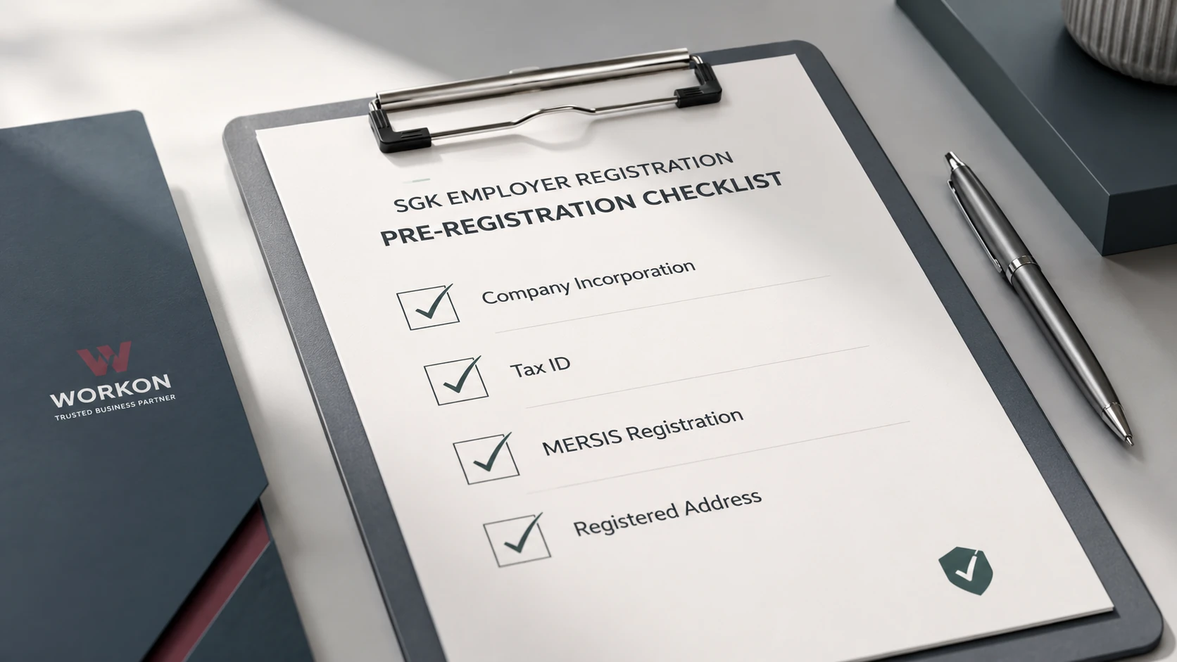 SGK first-hire readiness checklist for a Turkish company, including registry data, workplace file and employee information