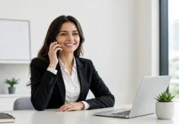Ofiste telefon yanıtlama hizmeti kapsamında müşteri çağrısını profesyonel şekilde karşılayan çalışan